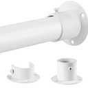 Closet Rods for Hanging Clothes, 1.3 Inch Diameter Heavy Duty Closet Rod 17-39 Inch Adjustable Clothes Hanging Bar Matte White Shower Curtain Rods for Closet, Wardrobes, Bathroom, Windows