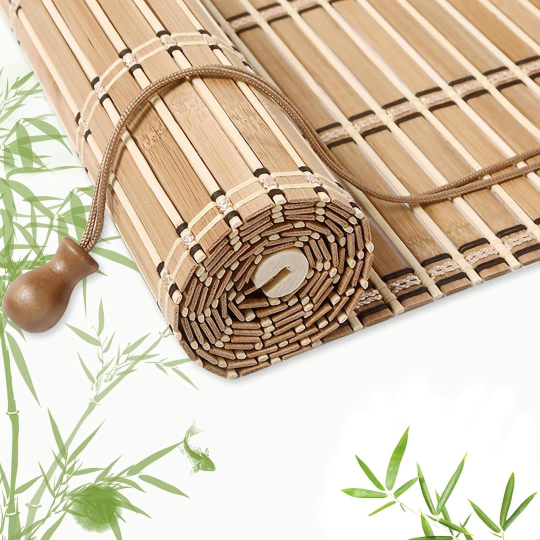 Bamboo Blinds for Interior Windows, Custom Bamboo Shades for Indoor Windows, Roller Shades for Indoor Window and Outdoor Patio, Easy to Install for Decks, Porches, Backyards