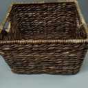 BIRDROCK HOME Woven Storage Shelf Organizer Baskets with Handles - Set of 3 - Abaca Wicker Basket - Pantry Living Room Office Bathroom Shelves Organization - Under Shelf Basket - Handwoven (Espresso)