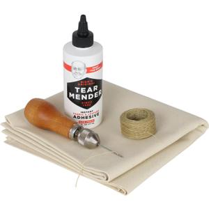 Complete Repair Kit for Canvas Tents, Pop-Up Campers, Tarps, Marine and Boat Covers | with 6oz Tear Mender Glue, Speedy Stitcher Sewing Awl/Needles, Over 6 Sq Ft of Canvas and 30 Yards of Waxed Thread