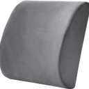 Memory Foam Lumbar Cushion Pillow with Removable Cover, Ergonomic Back Support for Office Chair Car Seat(Flannel Grey)