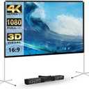 Projector Screen Outdoor Portable Movie: 120 inch Foldable Projection Screen with Stand Legs and Carry Bag for Camping Party