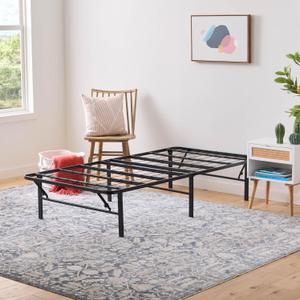 Linenspa Folding Metal Platform Bed Frame - No Box Spring Needed - Underbed Storage - Simple Tool Free Assembly - Mattress Foundation - 14" High - Traditional Design - Sturdy Steel - Twin Size