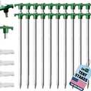 Eurmax USA Galvanized Non-Rust Camping Family Tent Pop Up Tent Stakes Ice Tools Heavy Duty 20pc-Pack, with 4x10ft Ropes & 1 Green Stopper