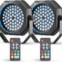 Rechargeable Strobe Light, 60 LED RGB Mini Flashing Light, 30W Battery Powered Strobe with Remote & Sound- Activated Control Mode, Flash Lights for Party Home Halloween Bars, 2 Pack