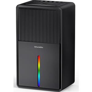 Dehumidifiers(102OZ) Water Tank for Home with 7 Led Colors Timer8-12-24H) Ultra Quiet Portable Small Dehumidifier with Auto Shut Off Ideal for Basement, Bathroom, Bedroom, Garag, RV (black)