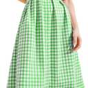 Yeokou Women Plaid Shirt Dress Short Sleeve Button Down Pleated Gingham A Line Maxi Dresses Casual Sundress with Pockets, M