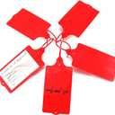 100 Plastic Shipping Tags - Waterproof, Writable, Hanging Tags with One Red Marker Pen