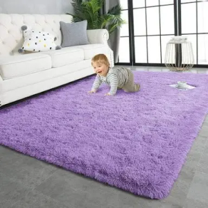 TWINNIS Large Area Rugs for Living Room Bedroom, 6x9 Feet, Super Soft Indoor Thickened Memory-Foam Carpets Easy-Cleaning, Modern Aesthetic Comfy Rug for Kids Room Home Decor, Tie-Dyed Purple