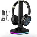 Earbay Wireless Headset with Mic for Work, V6.0 Bluetooth Headset with Microphone (Noise Cancelling & Mute), Wireless Headphones with RGB Charging Dock for Work from Home/Office/PC/Call Center/Laptop