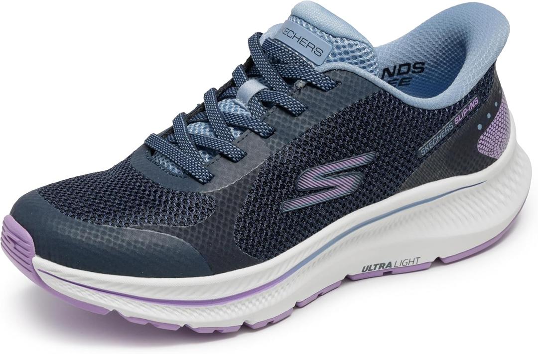 Skechers Womens Go Run Consistent 2.0 Captiva Hands Free Slip-ins (9, Navy/Lavender)