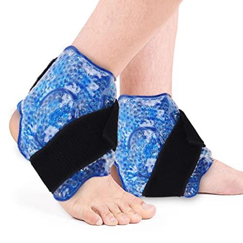 NEWGO Gel Bead Ice Pack for Ankle Pain Relief, 2 Pack Ankle Ice Pack Wrap, Reusable Cold Therapy Wraps for Sprains, Swelling & Injuries