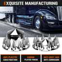Aeagle Axle Cover Combo Kits for Semi Truck Hubs w/Screw-On 33mm Lug Nut, Spike ABS Plastic Chrome Plated, 2 Front & 4 Rear, 10 Hole Removable Caps, 6Pcs, Spiked Front & Rear Wheel Cover-6pcs