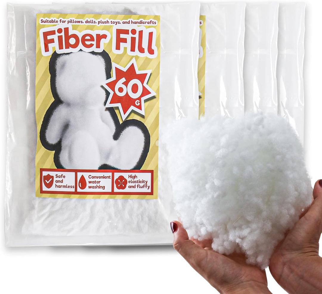 Premium High-Loft Polyester Fiber Fill -Ultra Soft & Hypoallergenic Stuffing for Pillows, Stuffed Animals,DIY Crafts, Cushions-Non-Clumping,High Resilience Pillow Stuffing Material (60g/2.1oz)
