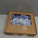 Ling's moment Artificial Flowers Fake Silk Roses Faux Foam Gardenia Combo for DIY Wedding Bouquets Centerpieces Arrangements Bridal Shower Party Home Decorations, Dusty Blue & Ivory, 23pcs