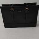 LOVEVOOK Women's 15.6 inch Laptop Tote, Waterproof PU Leather Computer Work Bag, Large Capacity Business Office Tote Black