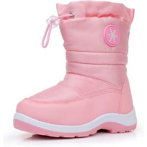 Ahannie Boys Girls Snow Boots Toddler Kids Winter Boots Water Resistant Warm Side Zipper Shoes(Toddler/Little Kid) (Pink) 32