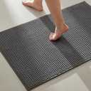 Bathroom Rugs Non Slip Washable, Super Absorbent Thin Bath Mat Quick Dry Low Pile Bathroom Rug, Dark Grey 24"x36"