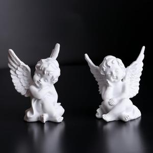orenm 2 Pack Resin Cherubs White Angel Statue Figurine, Garden Sleeping Cherub Statue Sculpture Indoor Outdoor Home Decoration, Cute Adorable Angle Sculpture Memorial Statue(4" Height) (White)