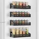 Allinside Magnetic Spice Rack for Refrigerator, Movable Magnet Fridge Seasoning Storage Organizer Shelves, Metal Kitchen Pantry Jars Holder, Stove Microwave Oven Countertop Organization, Black, 4 Pack