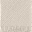 CREVENT Farmhouse Boho Knitted Throw Blanket for Couch Sofa Chair Bed Home Decoration, Soft Warm Cozy Light Weight for Spring Summer Fall (60''X80'' Beige)