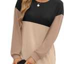 WIHOLL Womens Long Sleeve Dress Loose Fit Casual Crewneck Flowy Mini Dresses with Pockets Fall Fashion (M)