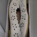 FRACORA Women's Ballet Flats Black PU Leather Dress Shoes Comfortable Round Toe Slip on Flats with Breathable Eyelets (10, White)