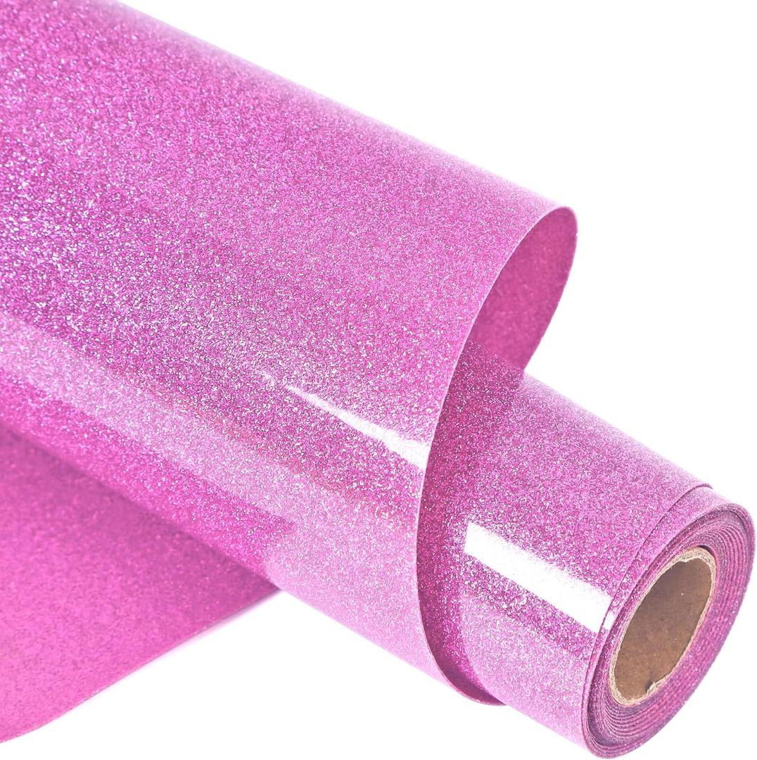Purple Glitter HTV Heat Transfer Vinyl Rolls 12 Inch by 5 feet Roll Iron on DIY for T-Shirt and Silhouette Easy to Cut & Weed (5Ft,Glitter Purple)