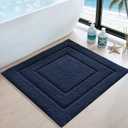 DEXI Bathroom Rug 26x26, Non Slip Washable Bath Mat for Shower Floor, Absorbent Soft Bathmat with Rubber Backing, Quick Dry Microfiber Carpet, Navy