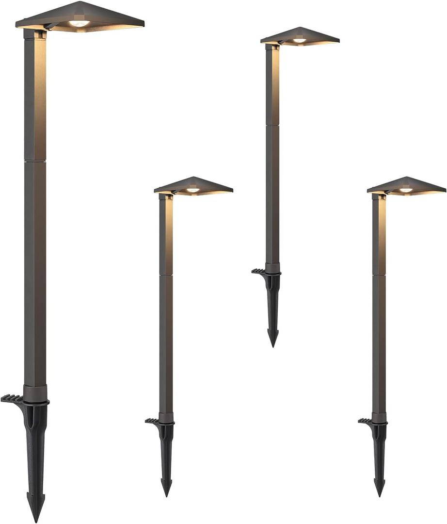 EDISHINE Low Voltage Landscape Lighting, 3W 230LM 3000K 50,000 Hrs Waterproof LED Pathway Lights Wired, 12V Electric Outdoor Landscpae Path Light with Connectors, Aluminum Housing, ETL Listed Cord