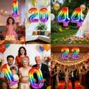 40 Inch Number 44 Balloons for 44th Birthday Party Decorations,0-100 Rainbow Large No.44 Digital Balloons for Women Men and Her Him, Helium Foil Number Balloons for Wedding Anniversary