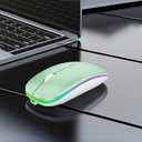 WREANU Wireless Bluetooth Mouse Rechargeable Laptop Mice with LED Lights Silent Slim Use(BT5.2 and 2.4G Portable USB Receiver)Dual Mode Computer Mouse for Laptop/iPad/Tablet/Apple/Computer/Mac(Green)