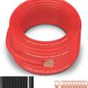 8 Gauge Wire (50FT Red) SGANGCAR True Spec Power Ground Wire Cable with 10 Lugs, 10 Heat Shrink Wrap,Copper Clad Aluminum CCA,for Power/Auto,Amplifier,Car Audio Speaker,Ground Cable