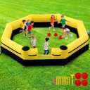 Gaga Ball Pit Inflatable 15FT with Built-in Blower, Portable Gaga Pit for Indoor Outdoor School Family Activities Inflatable Gaga Ball Court Sport Games for Kids Adult, Yellow Black