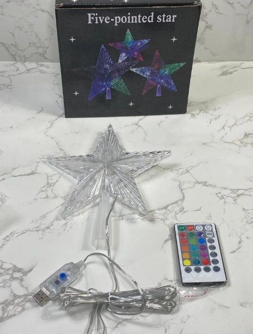 Christmas Tree Topper Lighted, Christmas Tree Star with Remote Control
