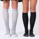 FITRELL 3 Pairs Compression Socks for Women and Men 20-30mmHg-Circulation Support Socks (White, S)