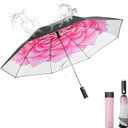 Umbrella Windproof Travel Umbrellas for Rain - Easy Auto Open Close, Durable & Compact Umbrella, Strong Metal Frame, Windproof and Waterproof Umbrella for Travel