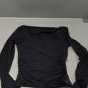QINSEN Womens Mock Neck Long Sleeve Shirt Double Lined Basic Tees Side Ruched Going Out Crop Tops (X-Small, Black)