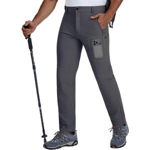 BLUE CHILL Mens Hiking Pants with 4 Zipper Pockets | Lightweight Outdoor Hiking Quick Dry Waterproof Travel (Gray)