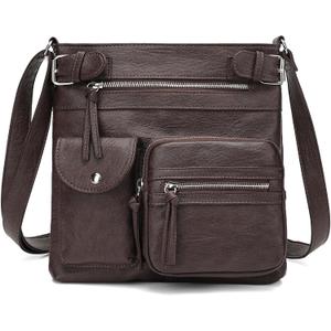 KouLi Buir Crossbody Bag for Women, Leather Purse with Adjustable Strap Lightweight Shoulder Bag with Zipper Pockets