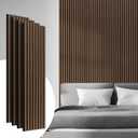4-Pack 47.2 * 12.6 Inches 3D Modern Acoustic Wood Wall Panels Walnut Color Soundproof Wood Slat Panel for Interior Wall Decor For Homes, Offices, Studios, 4 Pack in Total 47.2"x50.4"
