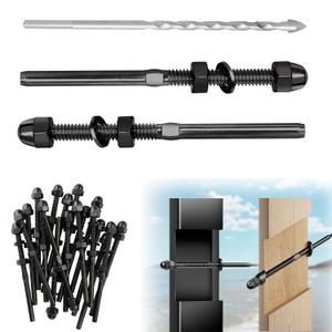 Fulifix Cable Railing Tensioner - 20 Pack Swage Threaded Stud End Fitting, T316 Stainless Steel, Cable Railing Hardware Easy Install for 1/8 Stainless Steel Cable & 2"x2" Wood/Metal Post (Black)