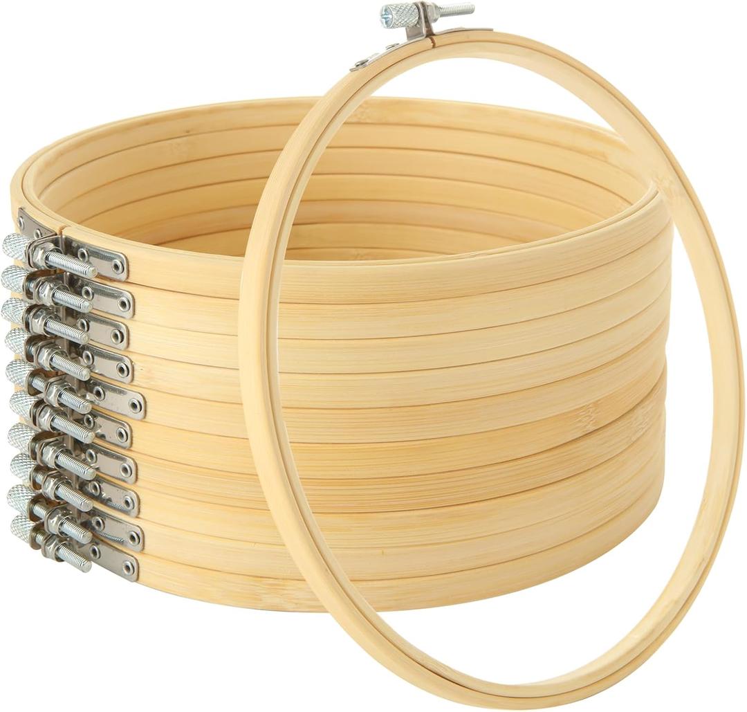 QTLCOHD 20 Pieces 6 Inch Embroidery Hoops Bulk Bamboo Circle Cross Stitch Hoop Ring for Embroidery Crafts, DIY Hand Sewing