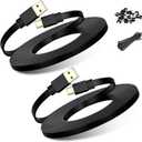 Basesailor Micro USB Power Cable 30FT 2Pack,9M Flat Micro USB Charging Power Cord,Charger for Wyze Cam Pan V4,Yi Cam,Nest Cam,Blink Mini/XT/XT2/3rd Gen Camera,Arlo Q,Furbo Dog,Netvue,Xbox Controller (Black)