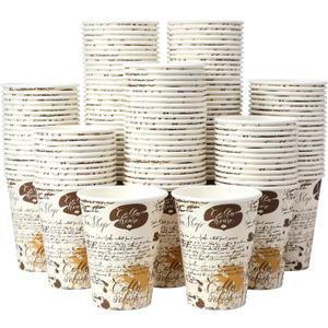 SIUQ Coffee Cups 12 oz 240 Pack, Leak-Proof Disposable Paper Cups with Retro Design, for Hot/Cold Beverages, Ideal for Party, Business, Travel, Picnic, Offices and Cafes