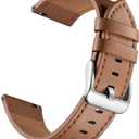 22mm 20mm 18mm 16mm Leather Band Compatible with Garmin Vivoactive 6 5 3 Venu 3S 2, Top Grain Quick Release Genuine Leather Strap for Samsung Galaxy Watch 7 6 5 4 Band/Forerunner 55 245 255 Men Women (Brown)