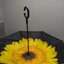 Inverted Umbrella, 49 Inch Double-Layer Vented Reverse Umbrella, Windproof Waterproof UV Protection, Lightweight C-Handle, Fiberglass Ribs, Steel Shaft, Travel/Commute/Car Use, With Sleeve (Yellow Daisy-1)