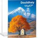 Acrylic Picture Frame 11x17 inches, 2 Pack Clear Plastic Picture Sign Holder Standing,Vertical Double Sided Picture Desktop Display for Photo,Home, Office and Store