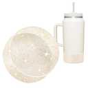 Vmini Protective Glitter Silicone Boot Compatible with 64 oz Stanley Quencher H2.0 FlowState Tumbler with Handle, Anti-Slip Bottom Sleeve Cover for Stanley Cup 64 oz Accessories (Transparent Gold)