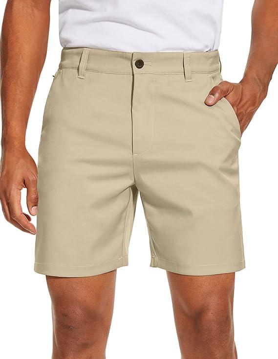 PULI Men's Golf Dress Shorts Flat Front Hybrid 7 Inch Lightweight Quick Dry Chino Casual with Pockets (30)
